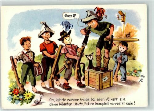 Meiringen Bubengruppe mit Trommel Aktion für das Weisstannental Ort lt. Verlag
