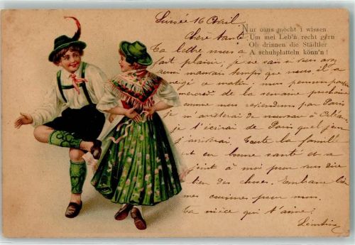 1901 Trachtenpaar beim Tanz