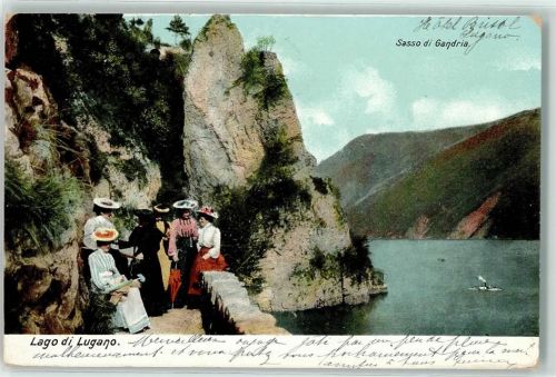 Gandria 1904 Spaziergänger machen Rast