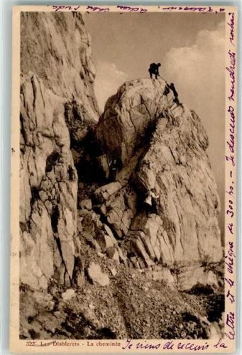 Diablerets 1910 La cheminee Bergsteiger auf dem Gipfel