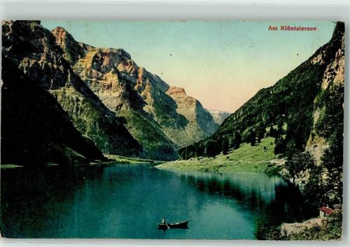 Klöntal 1915 Ruderboot auf dem See