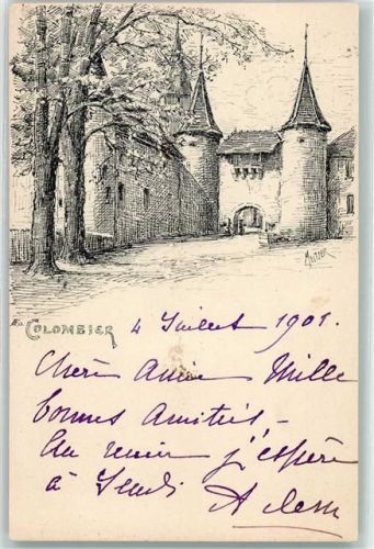 Colombier NE 1901 Schloss sign. Meltzer
