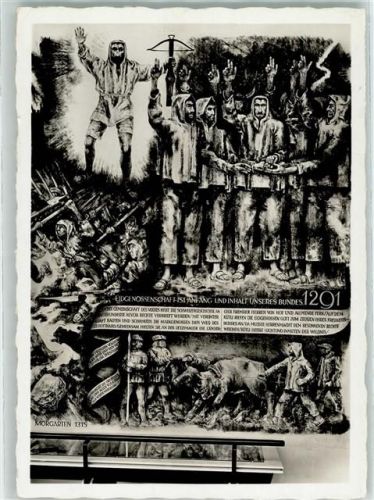 Zürich 1939 Schweizerische Landesaustellung Ausschnitt des Wandgemäldes von O Baumberger
