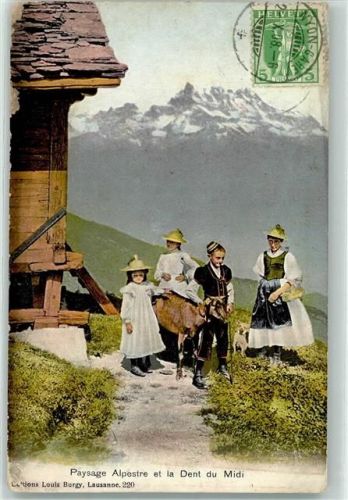 Nyon 1908 Paysage Alpestre Dent du Midi Ort lt. Stempel