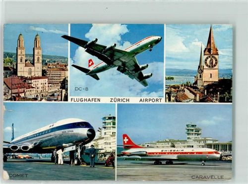 Zürich DC 8 beim Start Caravelle Comet Queen Sophia