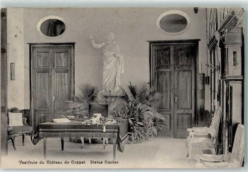 Coppet 1909 Chateau Vestibule Statue Necker