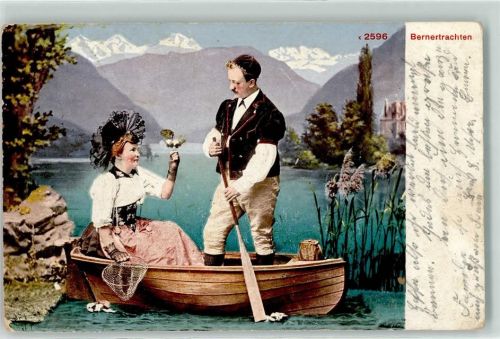 Bern 1912 Berner Trachtenpaar im Ruderboot