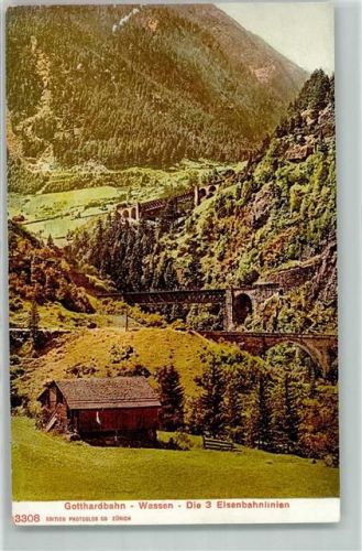 6484 Wassen UR - Drei Eisenbahnlinien Gotthardbahn