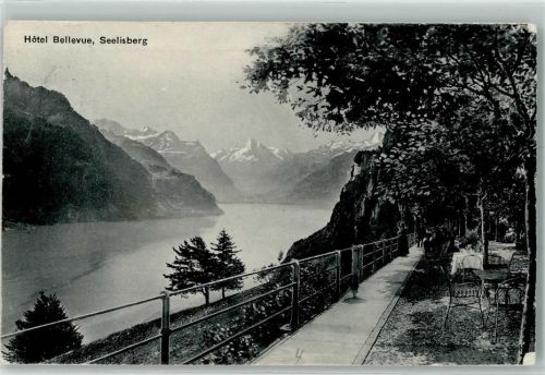 Seelisberg Hotel Bellevue Terrasse Blick auf den See
