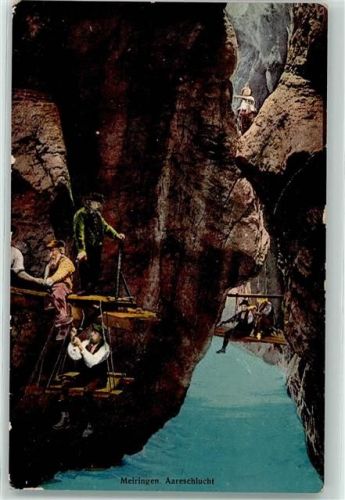 Meiringen 1910 Aareschlucht Bahnpoststempel