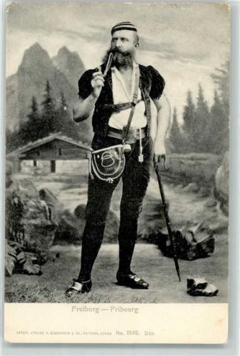 Fribourg 1905 Senn mit Pfeife
