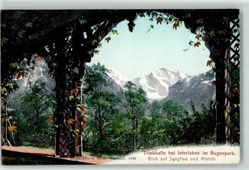 Interlaken 1906 Trinkhalle im Rugenpark Jungfrau Mönch