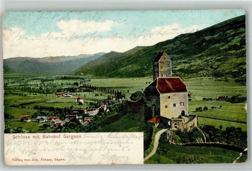 7320 Sargans 1906 Gebrauchsspuren Schloss