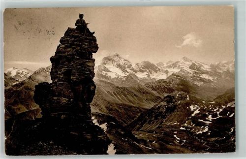 Weisshorn 1910 Rothorn Bergsteiger auf dem Gipfel