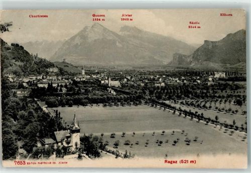 7310 Bad Ragaz 1907 Gebrauchsspuren Churfirsten Gonzen Säntis