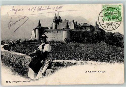 Aigle 1908 Schloss Trachtenfrau