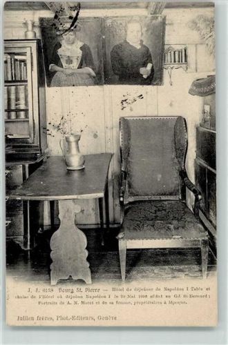 Bourg-St-Pierre 1905 Hotel du dejeuner de Napoleon I Table et chaise