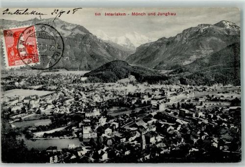 Interlaken 1908 Fliegeraufnahme Mönch Jungfrau
