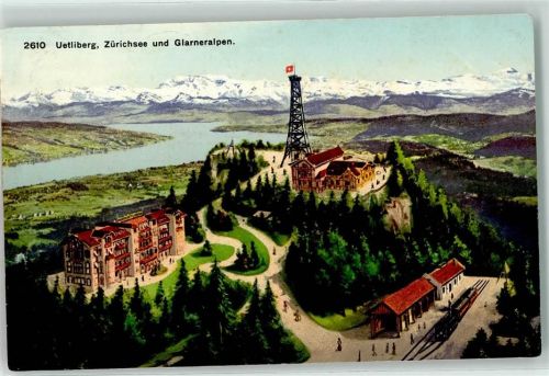 Uetliberg 1909 Uto Kulm Blick auf den Zürichsee und Glarneralpen