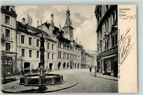 Lausanne 1903 Brunnen Place Palud
