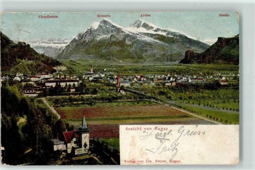 7310 Bad Ragaz 1906 Gebrauchsspuren Churfirsten Gonzen Säntis