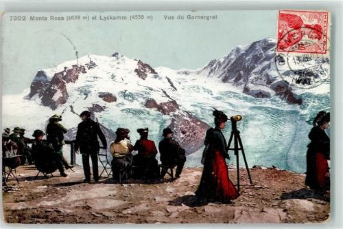 Gornergrat 1909 Lyskamm Monte Rosa Touristengruppe