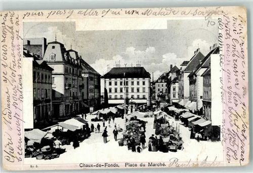 La Chaux-de-Fonds 1902 Place du Marche Marktszene