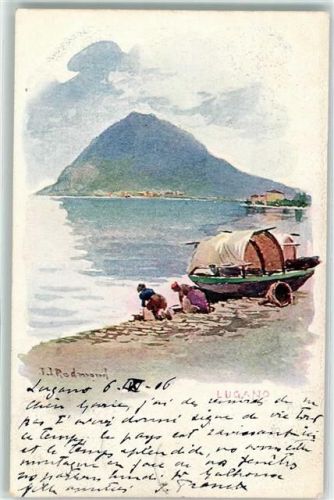 Lugano 1906 Waschen im See sign. JJ Redmond