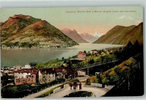 Lugano Monte Bre Monte Boglia Frau mit Esel