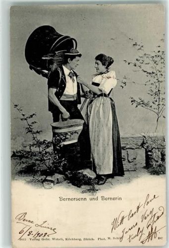 Bern 1903 Berner Senn und Berner Trachtenmädchen