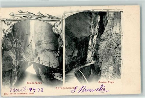 Meiringen 1903 Aareschlucht Kleine und grosse Enge