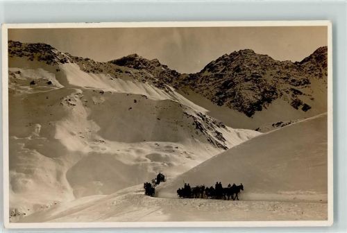 Arosa Pferdeschlittenfahrt durch Winterlandschaft Ort lt. Stempel
