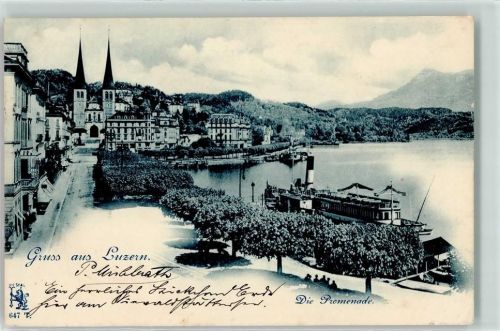 Luzern 1899 Anlegestelle Seitenraddampfer