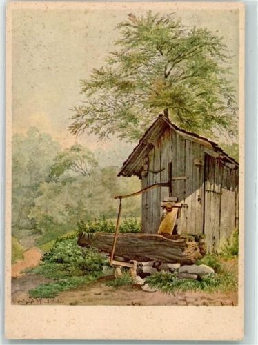 Zürich Gottfried Keller Bretterhütte mit Ziehbrunnen