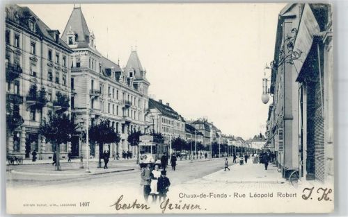 La Chaux-de-Fonds 1905 Straßenbahn Rue Leopold Robert