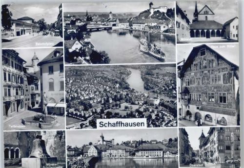 8200 Schaffhausen Sciaffusa - Fluss Schiff Brunnen Straßenbahn