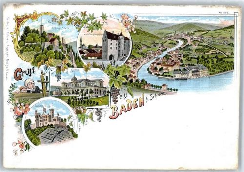 Baden Gesamtansicht, Schloss Stein, Kasino, Scharrenfeld