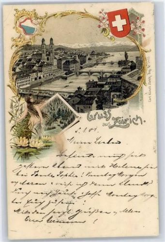 8000 Zürich - Großmünster, Alpen, See