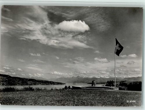 8803 Rüschlikon - Stiftung Im Grüene Alpenblick vom Park aus Wappen