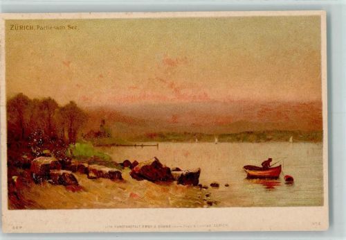 1899 Lithographie Litho Kunstanstalt Frey & Söhne - Partie am See