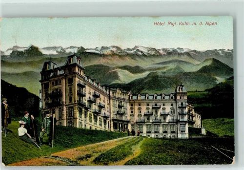 6410 Rigi Kulm 1908 - Hotel Rigi-Kulm mit den Alpen