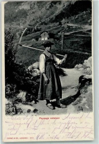 Mayen 1901 Paysage valaisan Ort lt. Stempel