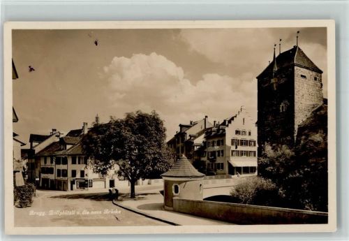 Brugg AG 1928 Zollplätzli und die neue Brücke
