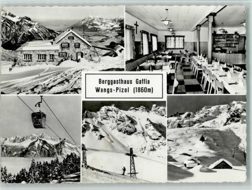 7323 Wangs - Berggasthaus Gaffia Wangs-Pizol Innenaufnahme Gastraum Seilbahn Loipe Winteraufnahmen Mehrfachaufnahme