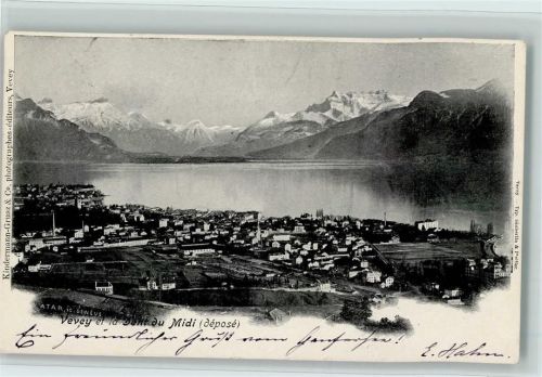 Vevey 1902 Vevey et la Dent du Midi déposé