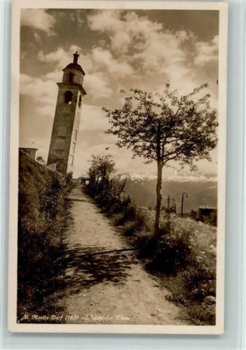 St. Moritz 1929 Dorf und Schiefer Turm