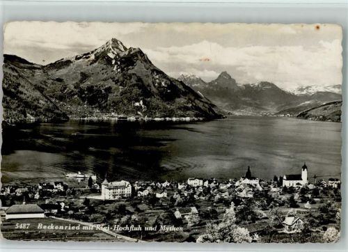 Beckenried 1913 mit Rigi-Hochfluh und Mythen