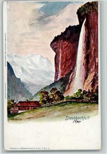 Lauterbrunnen 1900 Staubbachfall sign Krebs