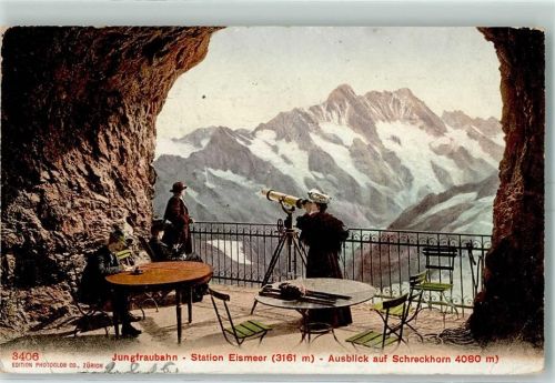 Jungfraubahn 1906 Station Eismeer Ausblick auf Schreckhorn