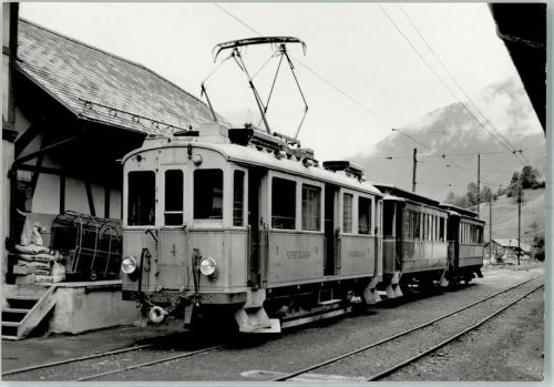 Engi 1967 Repro SeTB Extrazug mit BDe 2/2 4 + B 13 + 12 in Engi Vorderdorf am 20.08.1967